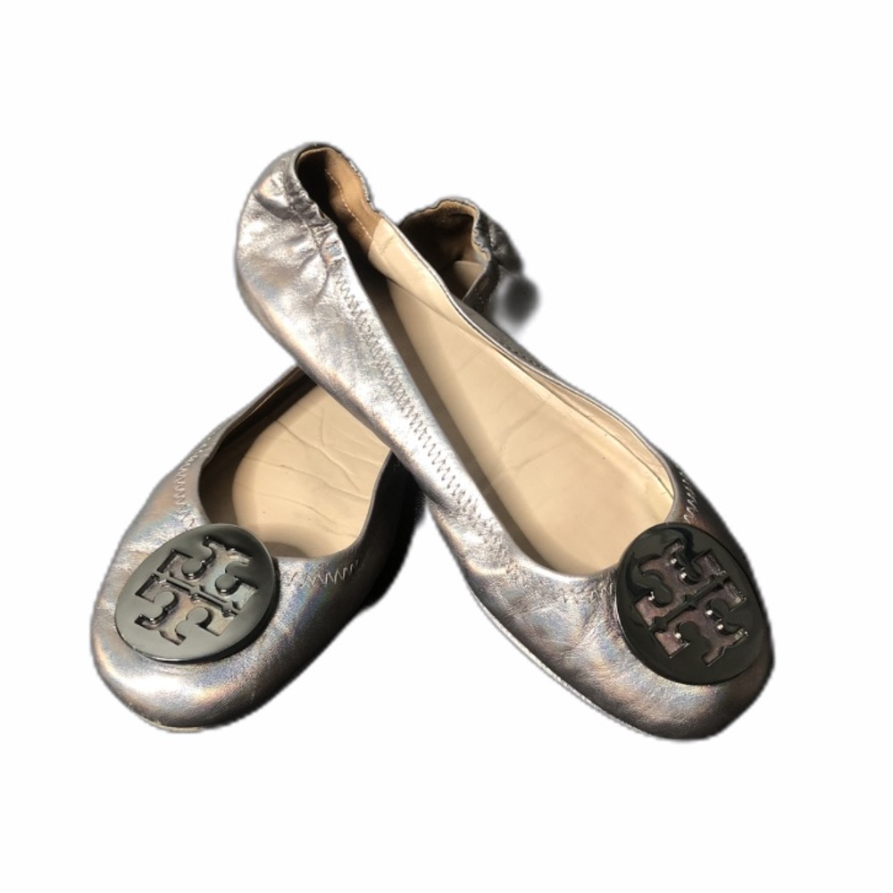 TORY BURCH Reva silver leather ballet flats - Picture 2 of 9